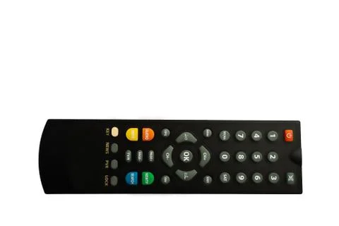 Remote control TV isolated on white background with space for put the text Stock Photos