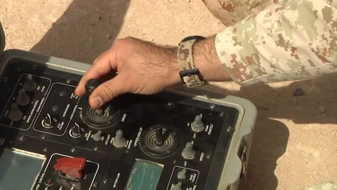 Remote control unit for unmanned ground vehicle Stock Footage 88037342