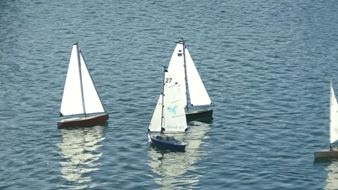 Remote Control Yachts On The Water Stock Footage 76162085