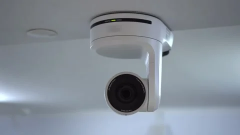 The remote controllable camera for recording video and streams rotates and makes Video stock 225650685