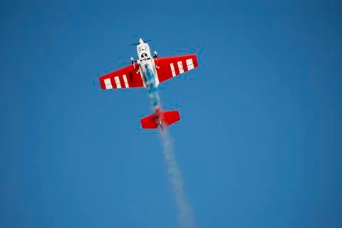 Remote controlled airplane in flying Stock Photos
