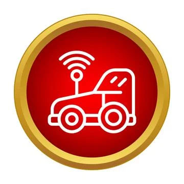 Remote controlled car receiving wireless signal icon Stock Illustration