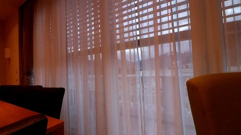 Remote controlled curtains  Stock Footage 85708849