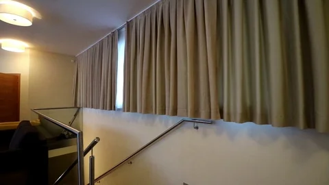 Remote controlled curtains Video stock 85709109