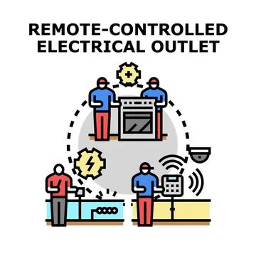 Remote controlled electrical outlet smart home technology 스톡 일러스트