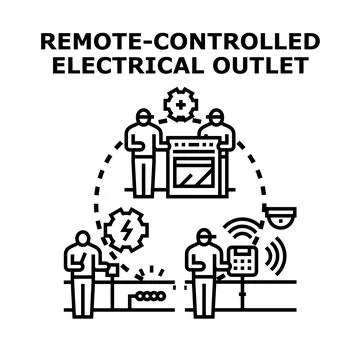 Remote controlled electrical outlet smart home technology Ilustração Stock