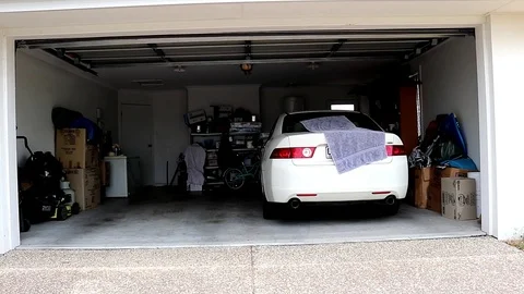 Remote Controlled Garage Door Closing Stock Footage 121430731