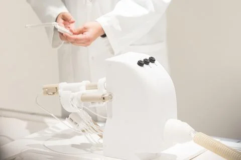 Remote Controlled Manipulator robot hand for biopsy in MRI scan device Stock Photos