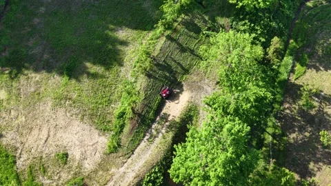 Remote Controlled Mower Maintaining Vegetation on Mountain Hillside Stock Footage 336562623