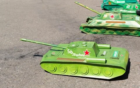 Remote Controlled Russian Tanks Waiting Stock Photos