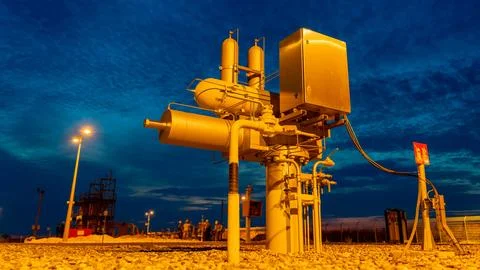 Remote controlled underground valve actuator on gas pipeline Stock Photos