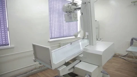 Remote controlled X-ray machine isolated. Radiographic and fluoroscopic Stock Footage 69759972