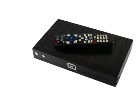 Remote controller and Receiver for Satellite and IP TV (STB) isolated on whit Stock Photos