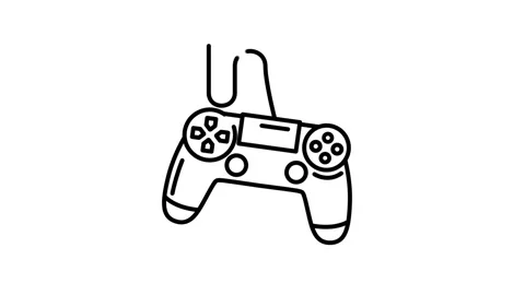 Remote controller animated icon displaying wireless game controller outline Vídeo Stock 341962264