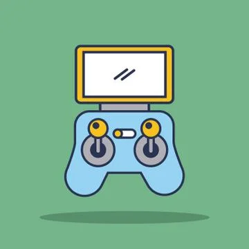 Remote controller device advanced for drone panel with display and sticks Stock Illustration