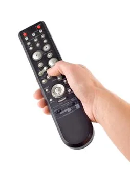 Remote controller in a hand isolated Stock Photos