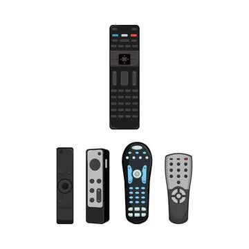 Remote controls managing multimedia and entertainment systems Ilustración de archivo