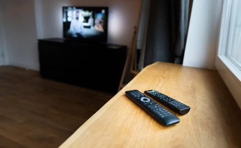 Remote Controls for Wireless Smart TV, DVB-T2, Android TV, Satellite Receiver, Stock Photos