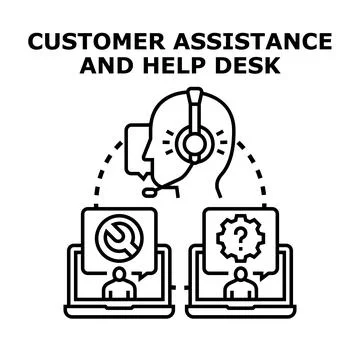 Remote customer assistance and help desk support concept Stock Illustration