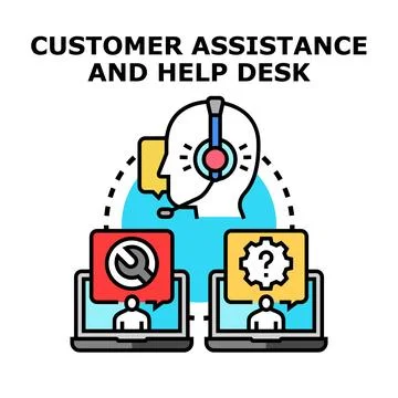 Remote customer assistance and help desk support concept Stock Illustration