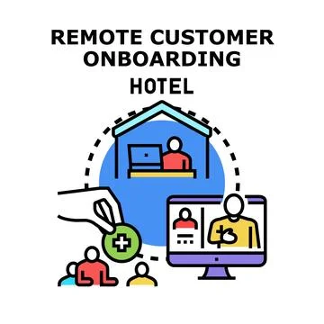 Remote customer onboarding process for hotel accommodation Illustrazione stock