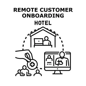 Remote customer onboarding process for hotel accommodation Illustrazione stock