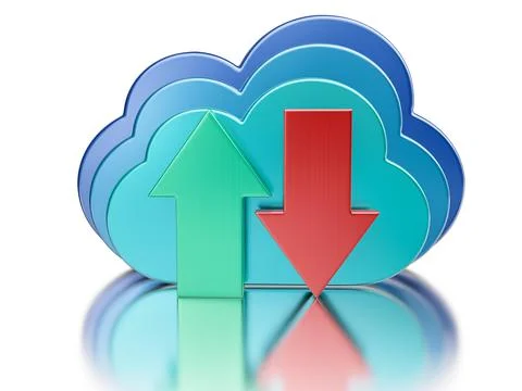 Remote database cloud computing technology storage upload download concept 3 Stock Illustration