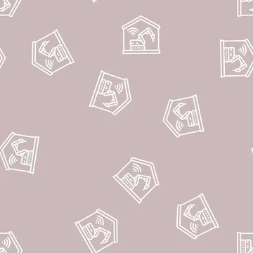 Remote demolitions building line seamless pattern Ilustración de archivo