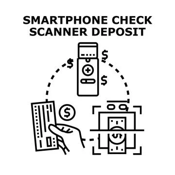 Remote deposit using mobile scanner and digital banking Stock Illustration