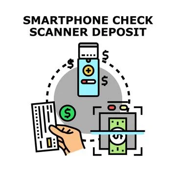 Remote deposit using mobile scanner and digital banking Stock Illustration