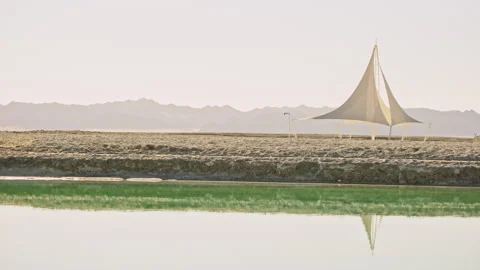 Remote desert campsite at sunset 스톡 동영상 326231893