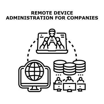 Remote device administration for company it network management Illustrazione stock