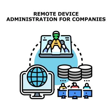 Remote device administration for company it network management Stock Illustration