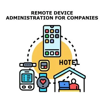 Remote device administration for company security system Stock Illustration