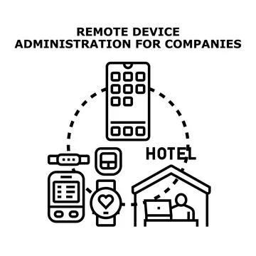 Remote device administration for company security system Stock Illustration