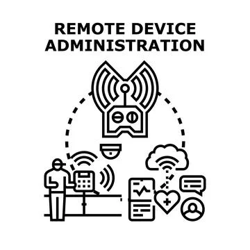 Remote device administration controlling network and smart devices 스톡 일러스트