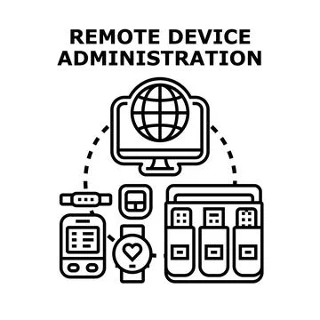 Remote device administration managing connected modern technology Stockillustratie