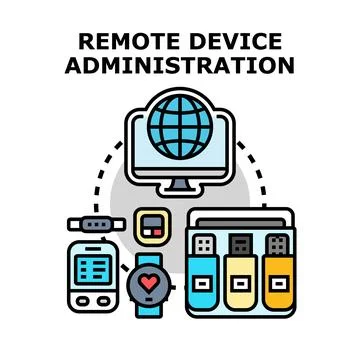 Remote device administration managing connected modern technology Stock Illustration