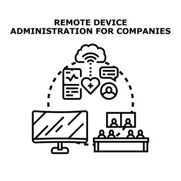 Remote device administration in networked data companies Ilustración de archivo
