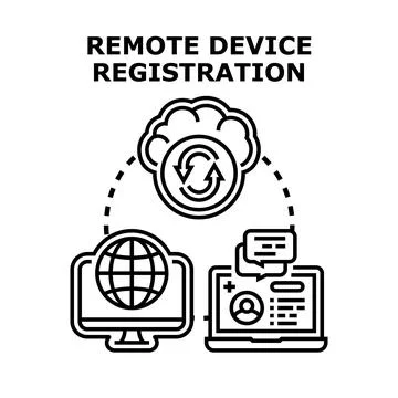 Remote device registration connecting devices to cloud system Stockillustratie