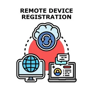 Remote device registration connecting devices to cloud system Stock Illustration