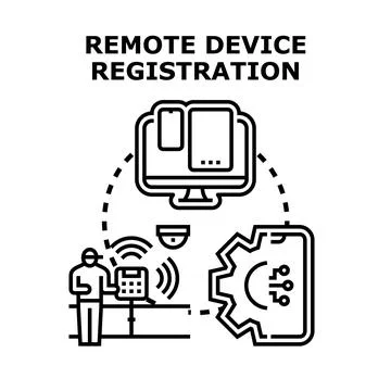 Remote device registration process for configuring connected devices イラスト素材
