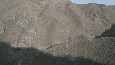 Remote Dirt Road through Kastek Mountain Gorge, Kazakhstan Stock Footage 342749725