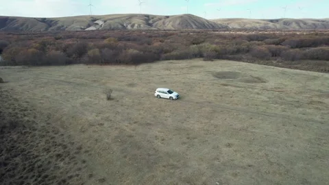 Remote Dirt Track Through Open Plateau in Inner Mongolia, China Stock Footage 344036985