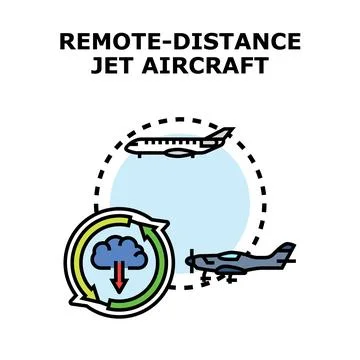 Remote distance jet aircraft cloud computing technology concept Illustrazione stock