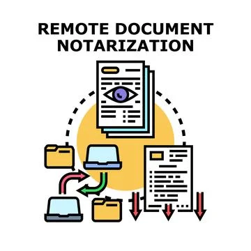 Remote document notarization process with digital verification Stock Illustration