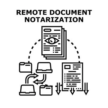 Remote document notarization process with digital verification Stock Illustration
