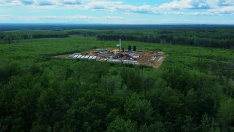 Remote Drilling Site in the Canadian Boreal Forest Stockbeeldmateriaal 340859988