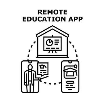 Remote education app connecting students to online learning Stockillustratie