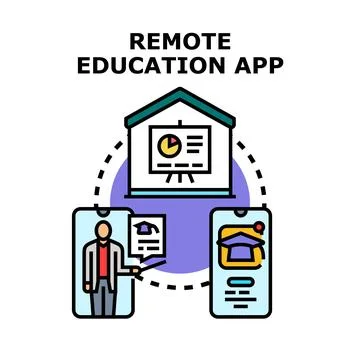 Remote education app connecting students to online learning 스톡 일러스트